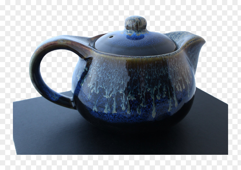 Kettle Teapot Pottery Ceramic Cobalt Blue PNG
