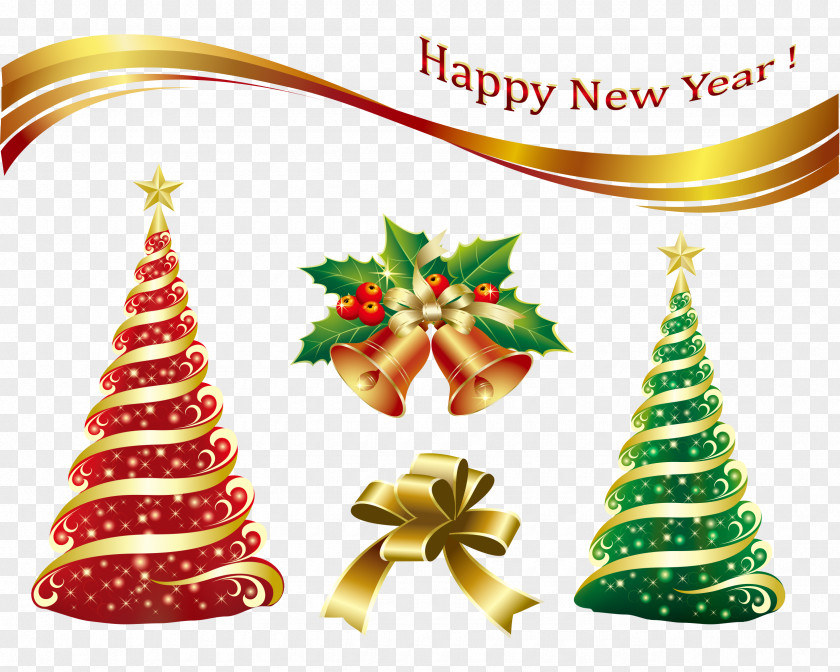 Two Christmas Tree Ornament Card Clip Art PNG
