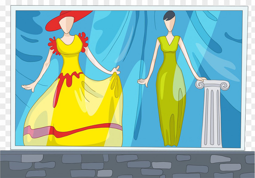Hand Painted Glass Window Model Shopping Cartoon Stock Photography Clothing PNG