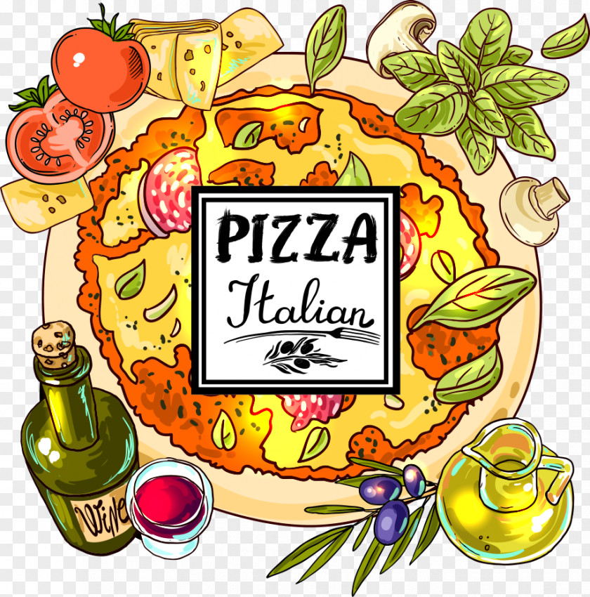 Vector Cartoon Pizza Italian Cuisine Cooking PNG