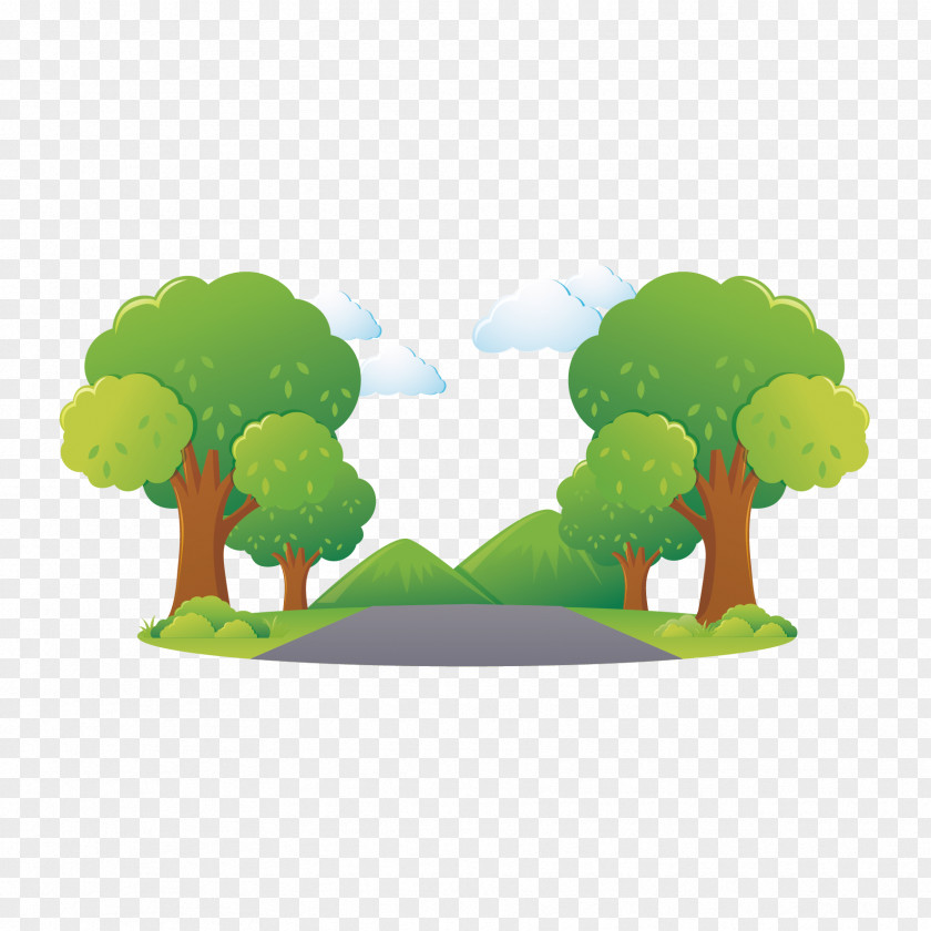 Vector Tree And Road Banner Royalty-free Clip Art PNG
