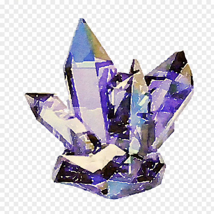 Watercolor Purple Minerals And Crystals Crystal Healing Quartz Metal-coated PNG