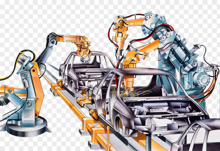 Machinery Production Line Car Factory Automotive Industry Conveyor Belt Illustration PNG