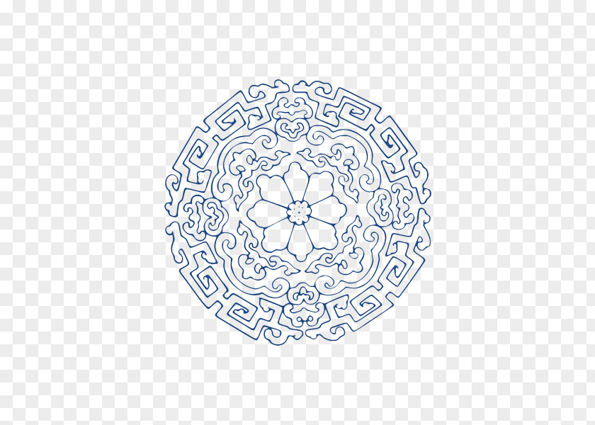 Blue Lotus Fresh Texture Disc And White Pottery Motif Circle Clip Art PNG