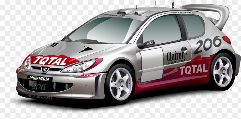 Rally Racing Vector Peugeot 206 Car Euclidean Rallying PNG