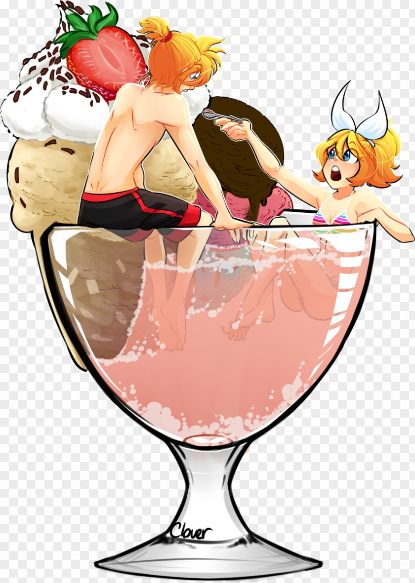 Summer Drinks Sundae Ice Cream Cones Stemware Clip Art PNG