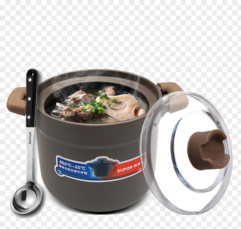 Container Of Soup Casserole Spare Ribs Clay Pot Cooking Stock PNG