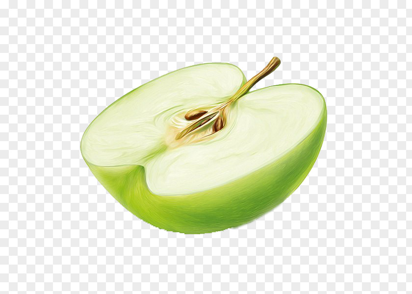 Green Apple Watercolor Painting Food Illustration PNG