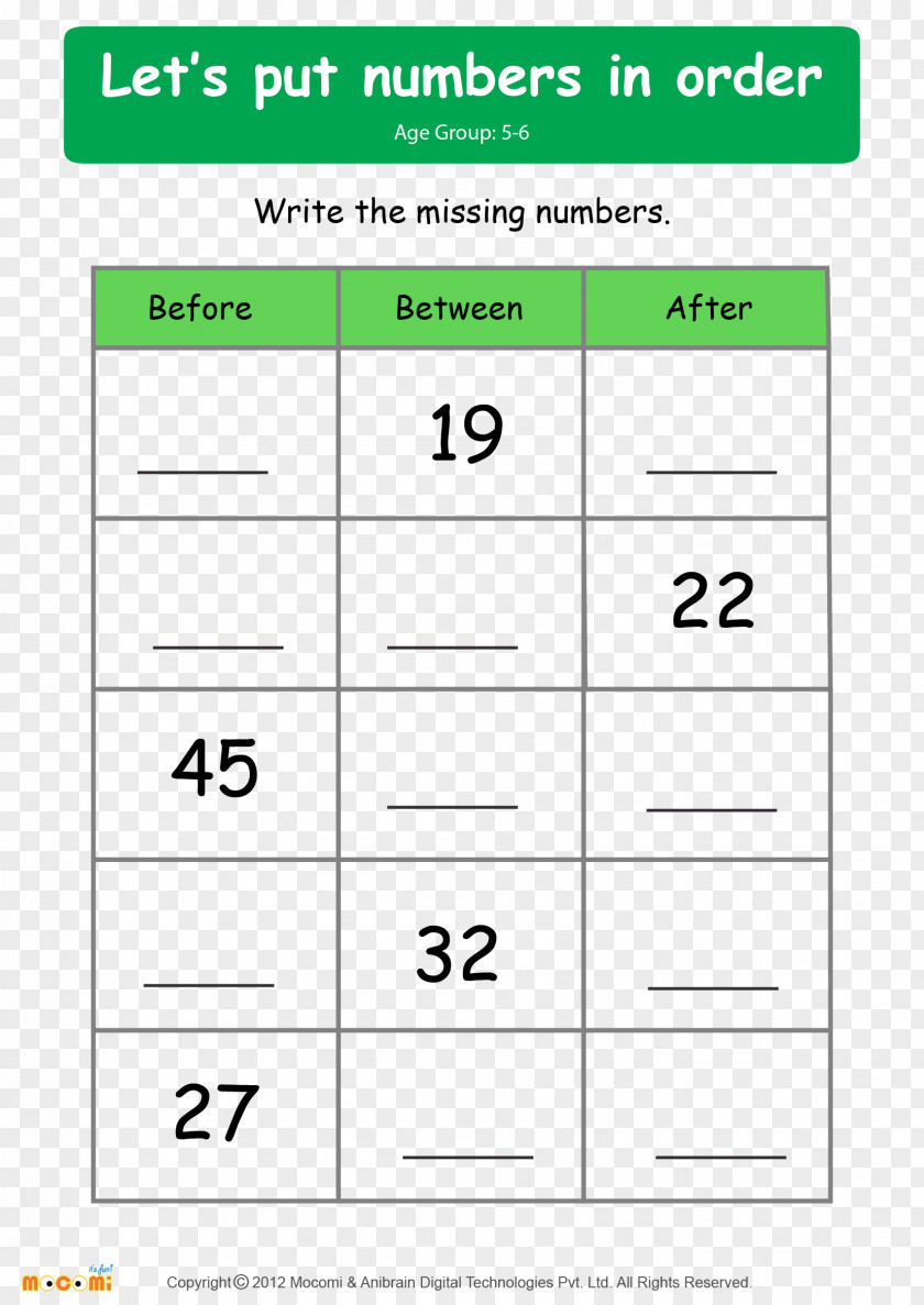 Mathematics Worksheet Number Numerical Digit First Grade PNG