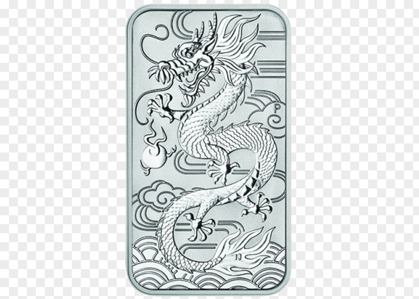 Silver Perth Mint Dragon Bullion Coin PNG