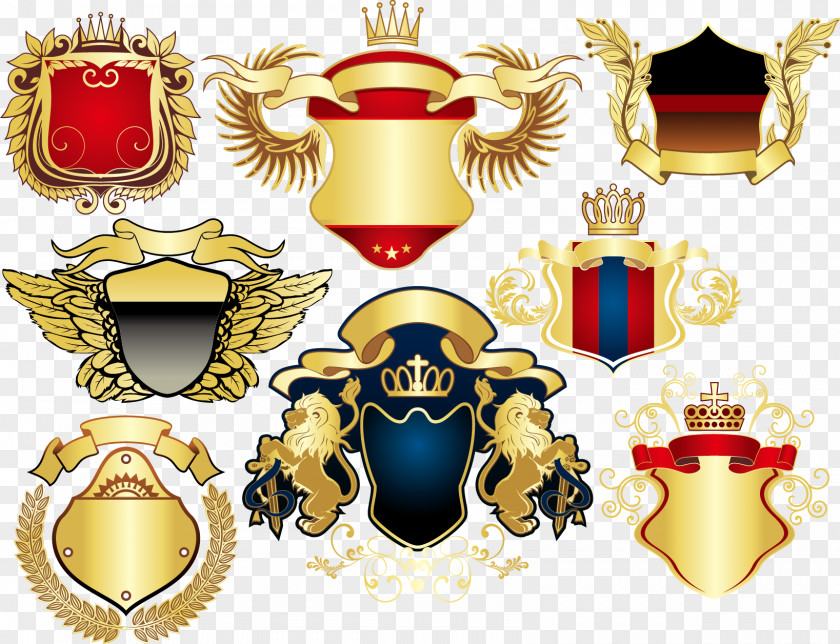 Vector Gold Label Heraldry Clip Art PNG