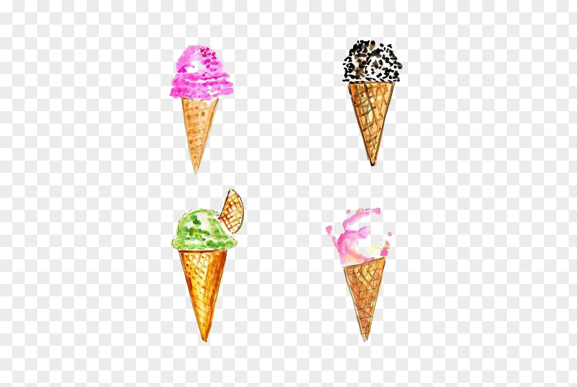Hand-painted Ice Cream Cones PNG