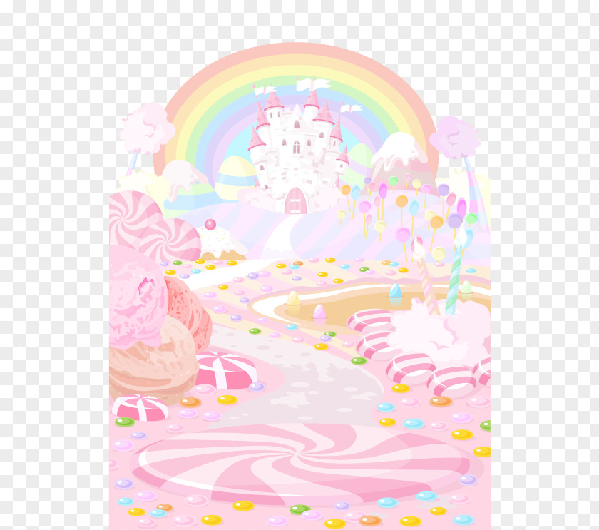 Pink Fairy Tale World Candy Land Lollipop Cupcake Dessert PNG