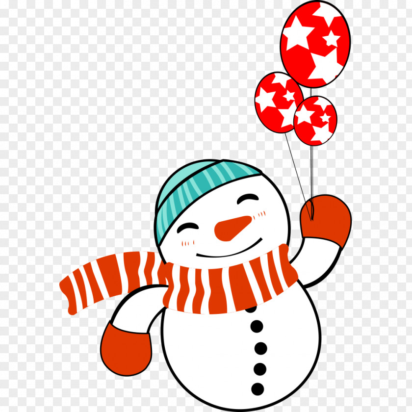Snowman Holding Balloons Christmas Adobe Illustrator PNG