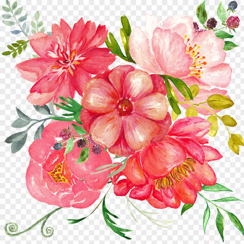 Hand-painted Flowers Flower Watercolor Painting PNG