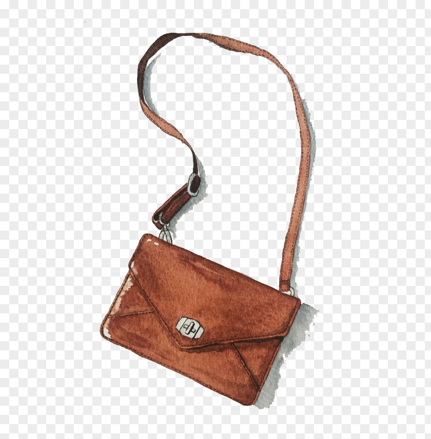 Brown Bag Handbag Watercolor Painting PNG