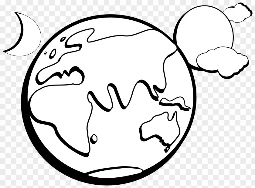 Earth Black And White Outline Of Free Content Clip Art PNG