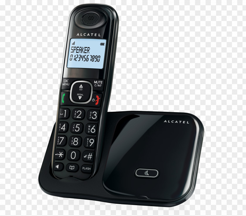 Black Phone Alcatel Mobile Cordless Telephone ATLINKS XL280 Wireless PNG