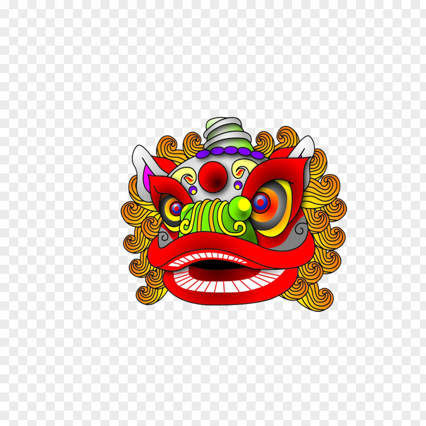 Chinese Lion Head Wind Dance New Year Dragon PNG