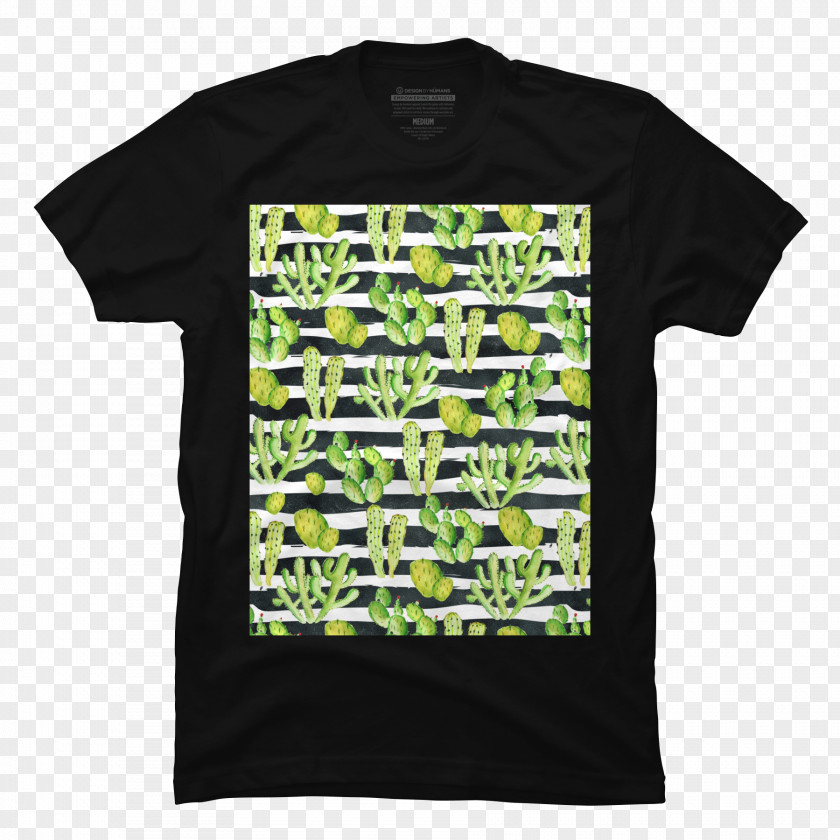 Watercolour Cactus Printed T-shirt Crew Neck Hoodie PNG