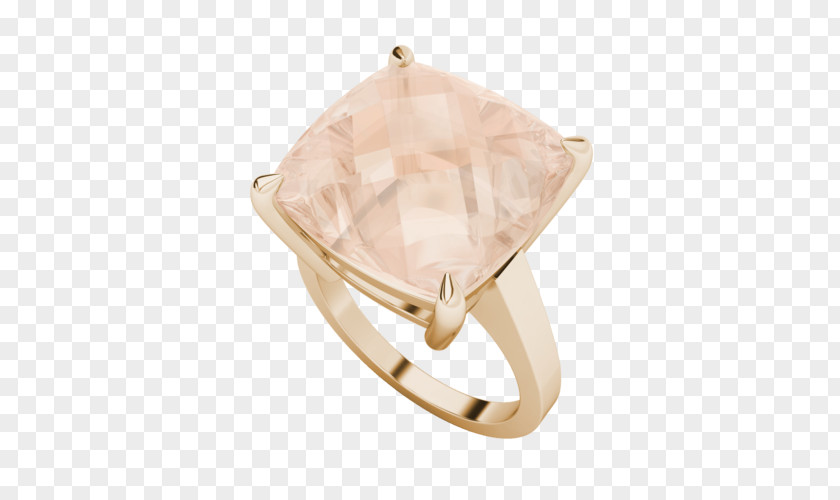 Checkerboard Style Engagement Ring Rose Quartz Cut Gemstone PNG