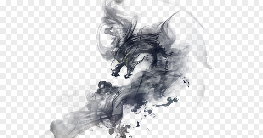 Ink Chinese Dragon China Drawing PNG