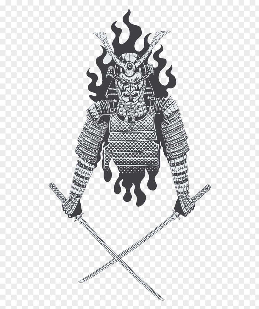 Vector Material Samurai Armor Katana Sword Japanese Armour Illustration PNG