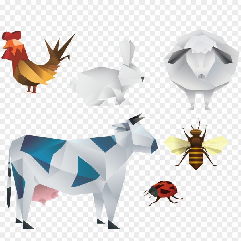 Geometry Farm Animals Illustration PNG