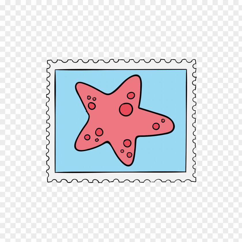 Red Starfish Stamps Postage Stamp Adobe Illustrator PNG
