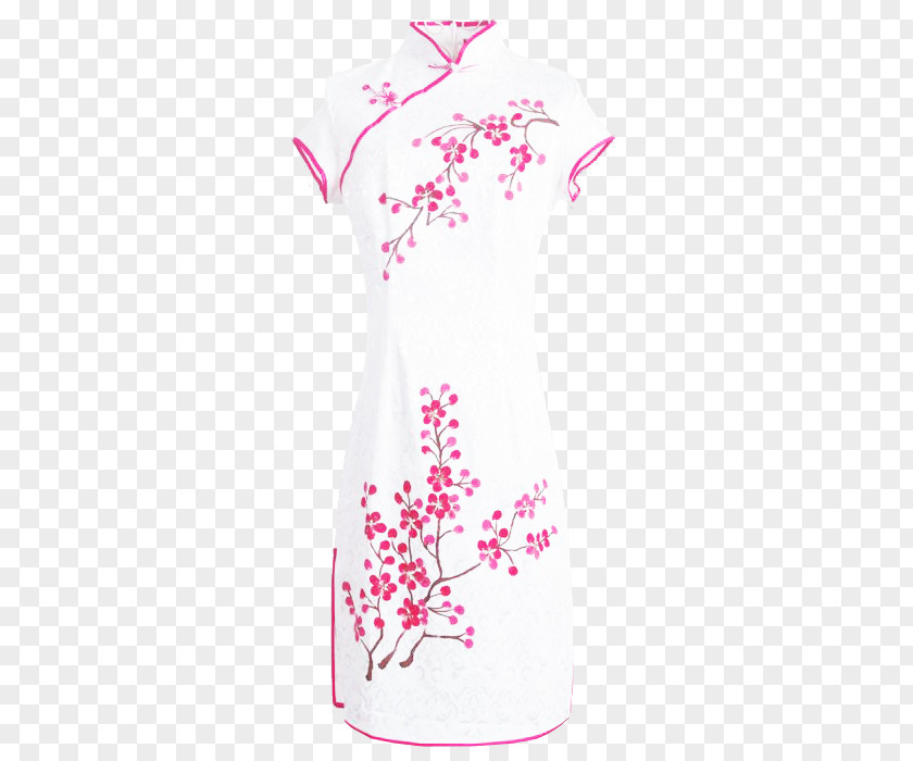 Plum Blossom Dress Skirt Picture Material T-shirt Cheongsam PNG