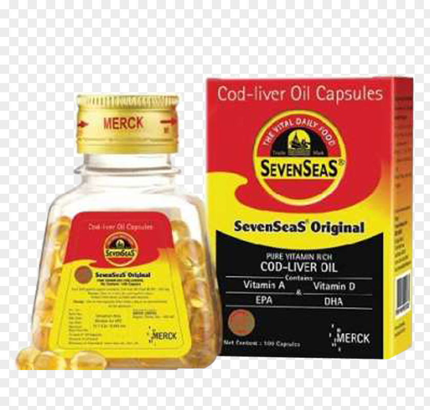 Cod Liver Oil Dietary Supplement Seven Seas Capsule Acid Gras Omega-3 PNG