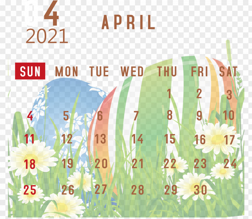 April 2021 Printable Calendar PNG