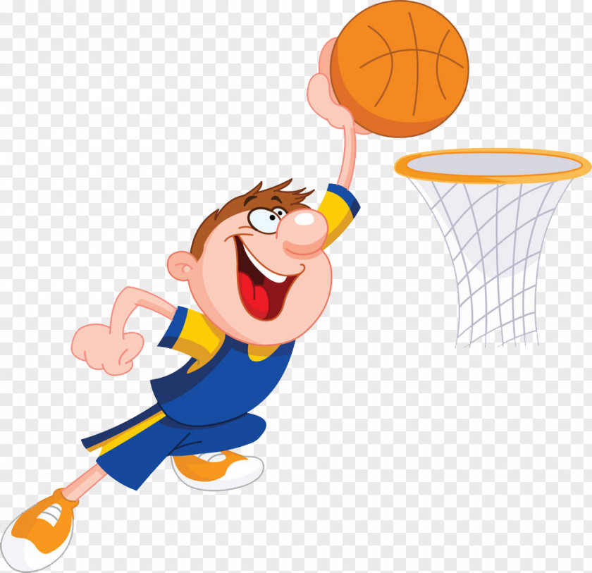 Basketball Kid Cartoon Slam Dunk Clip Art PNG