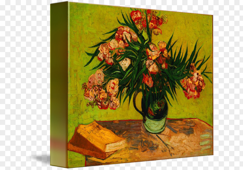 PostersVan Gogh Floral Design Still Life: Vase With Oleanders And Books Van PNG