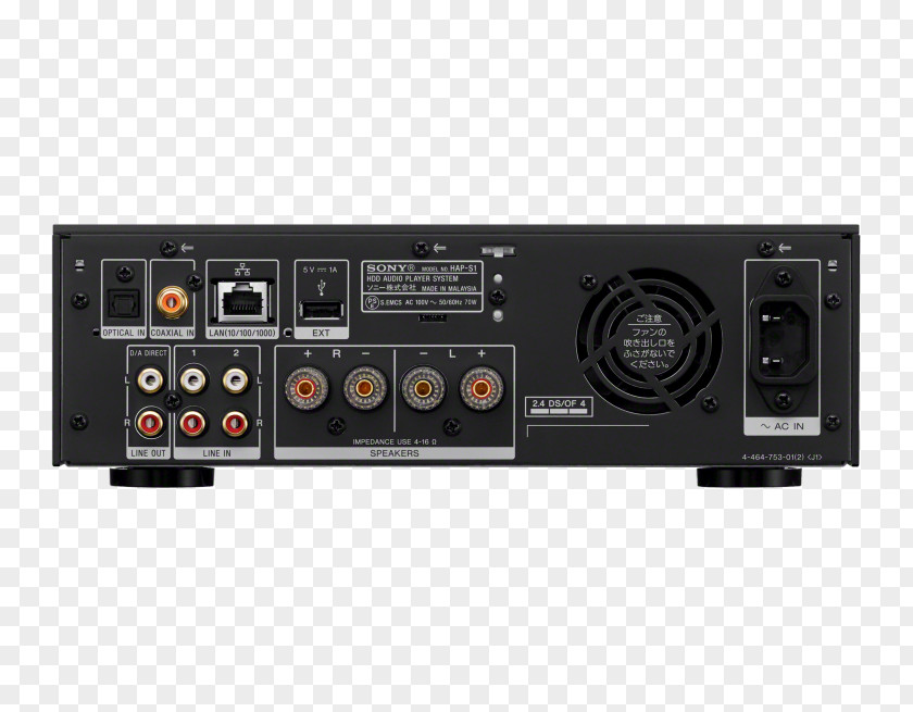 Sony Digital Audio 2.1 AV Receiver HAP-S1S 2x40 WSilverWi-Fi, Buit-in Memory PNG