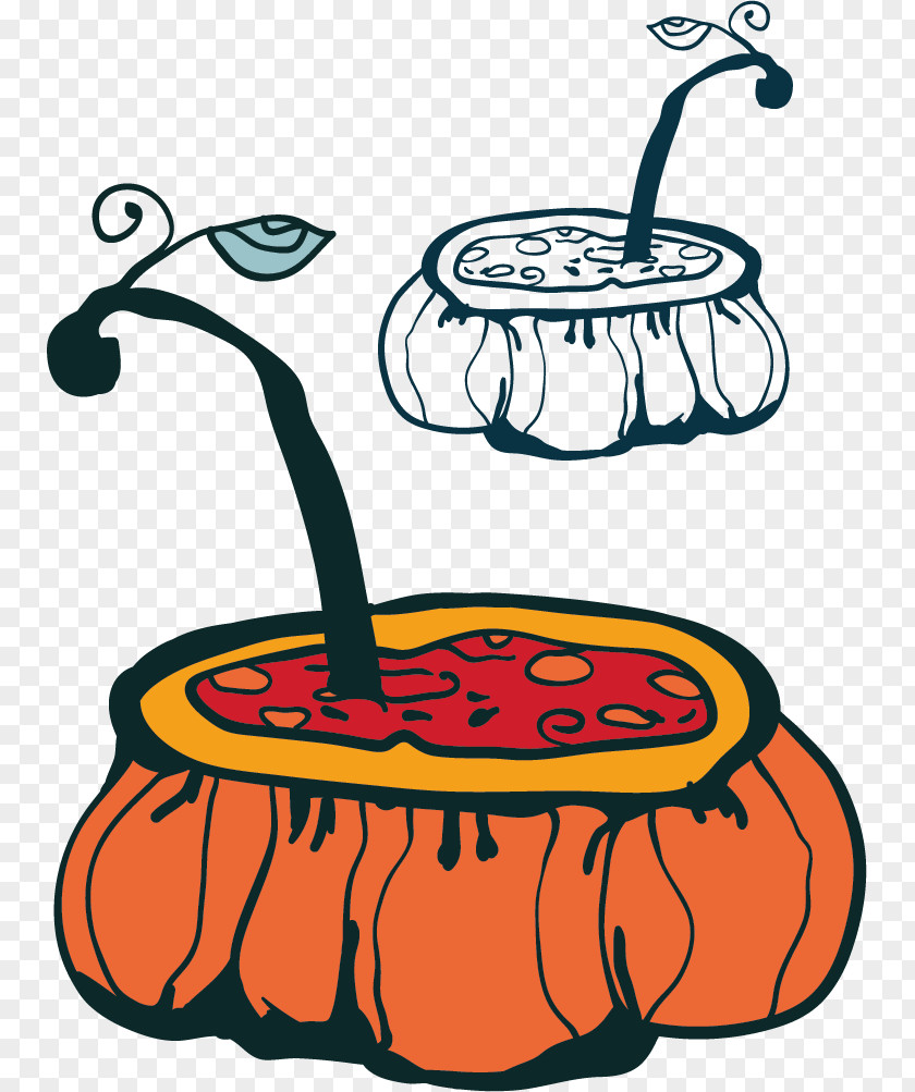 Vector Pumpkin Soup Halloween Cartoon Clip Art PNG
