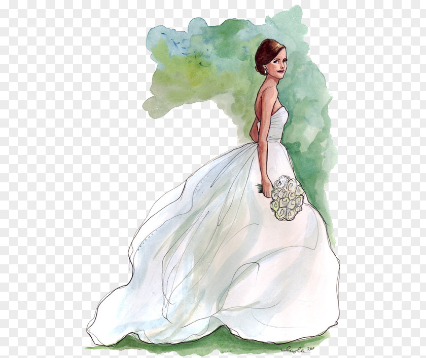 Wedding Dress Bride Drawing Fashion Illustration PNG