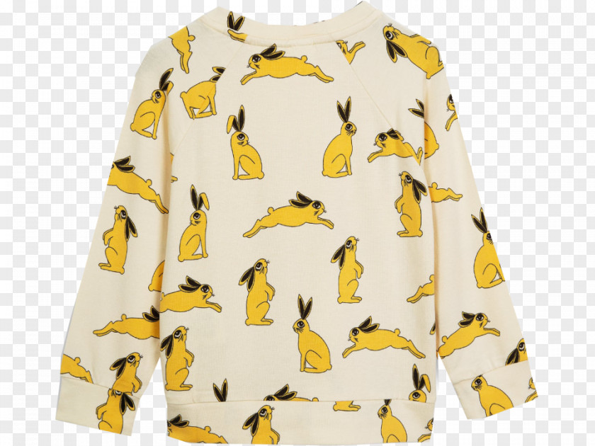 Yellow Bunny Sleeve T-shirt Blouse Mini Rodini Neck PNG