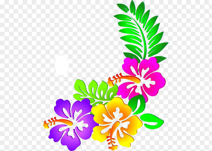 Hawaiian Luau Floral Design Flower Sticker Clip Art PNG