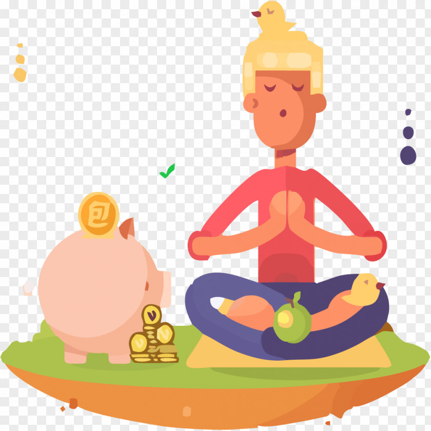 Yoga Lady With Piggy Bank PNG