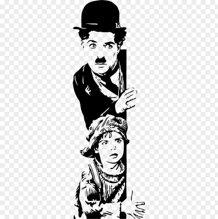 Charlie Chaplin The Kid Tramp Stencil Drawing Silhouette PNG