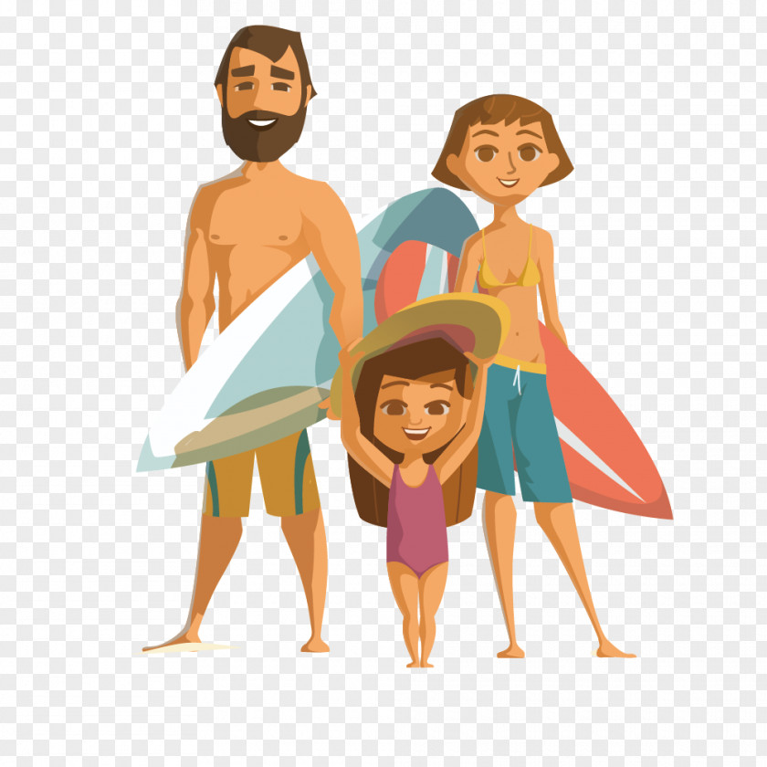 A Man Surfing Family PNG