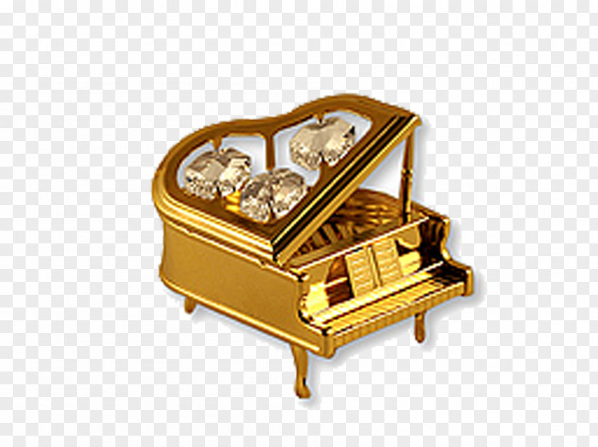 Gold Piano Chinoiserie Musical Instrument PNG