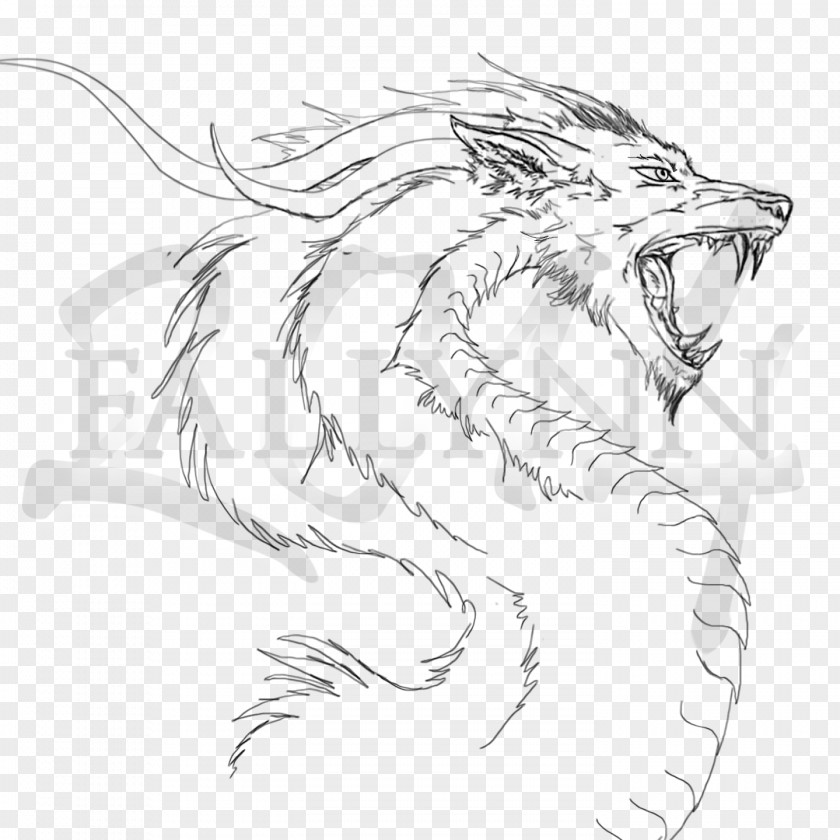 Dragon Legendary Creature Line Art Drawing Sketch PNG