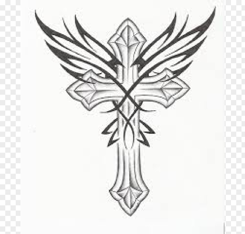 Drawings Of Crosses With Wings Drawing Christian Cross Clip Art PNG
