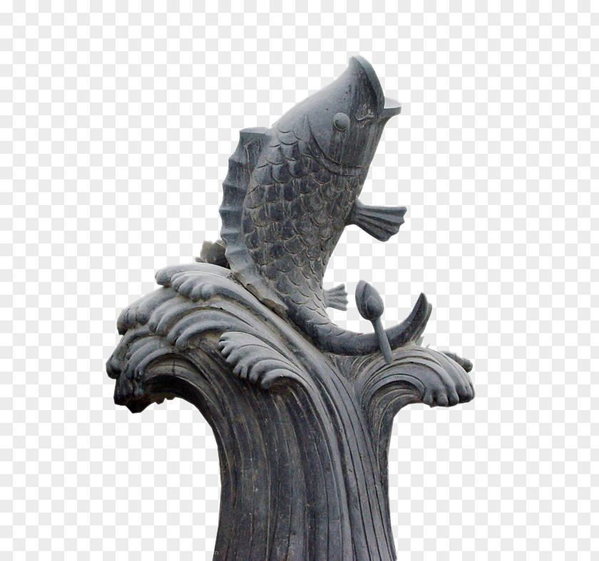 Ancient Stone Fish Big Splash Quyang County Sculpture Carving Statue PNG