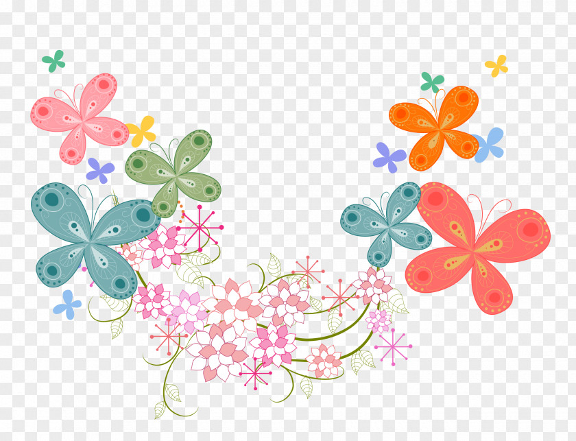 Vector Butterfly Material Flower PNG