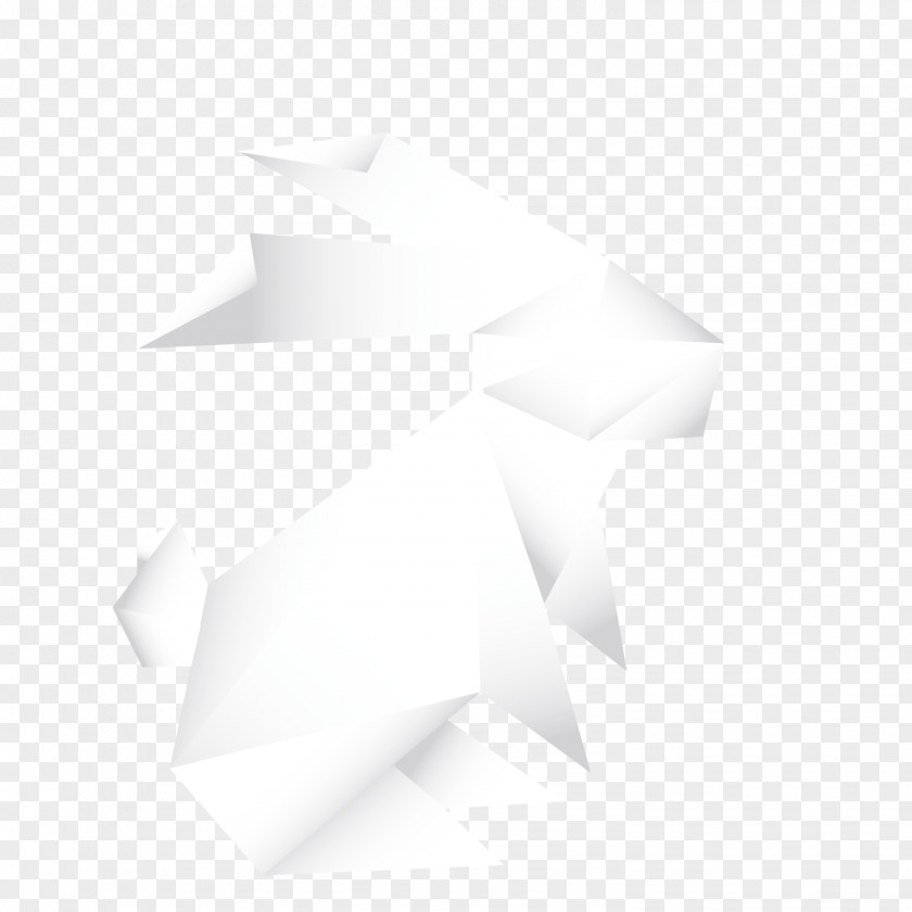 Vector White Origami Rabbit Black Petal Angle PNG