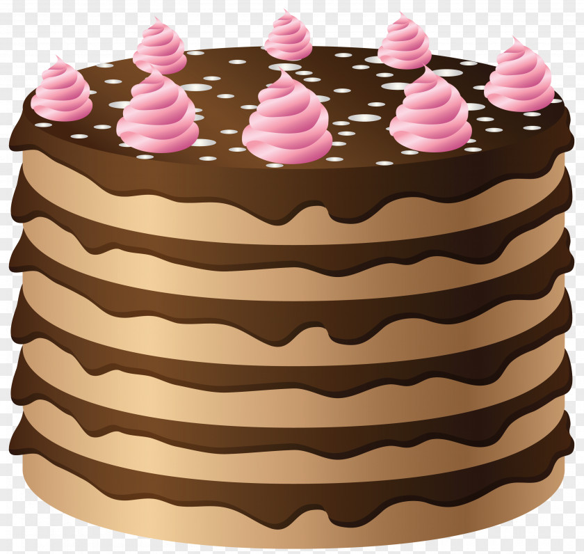 Chocolate Cake With Pink Cream Clipart Icing Birthday Clip Art PNG