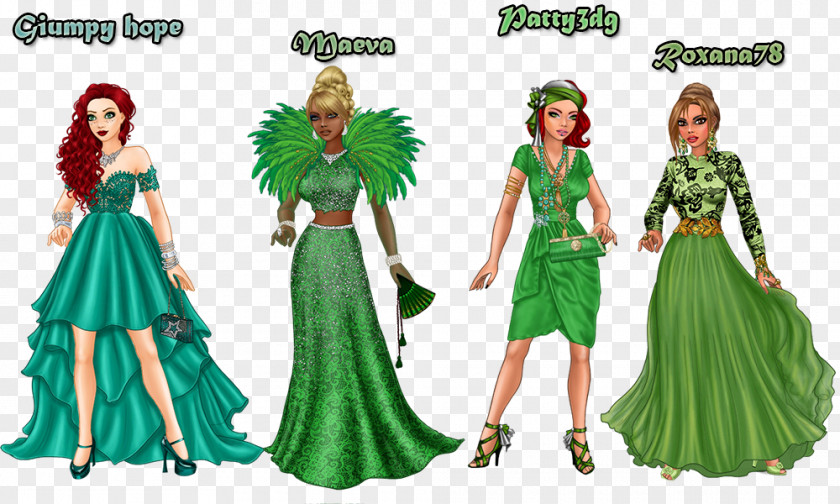 Fantasy Story Gown Costume Design Green Character PNG